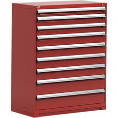 Rousseau Metal - 9 Drawer Flame Red Steel Modular Storage Cabinet - Caliber Tooling