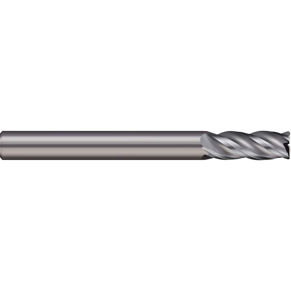 Corner Radius End Mill: 0.7874″ Dia, 1.4961″ LOC, 4 Flutes, Solid Carbide 38 ° Helix, Bright/Uncoated, Corner Radius End