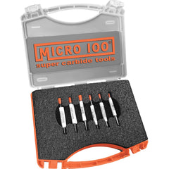 Micro 100 - Boring Bar Sets; Shank Diameter (Inch): 1/8 ; Minimum Bore Diameter - Smallest Bar (Inch): .050 ; Minimum Bore Diameter - Largest Bar (Inch): 0.1000 ; Maximum Bore Depth - Smallest Bar (Inch): .300 ; Maximum Bore Depth - Exact Industrial Supply