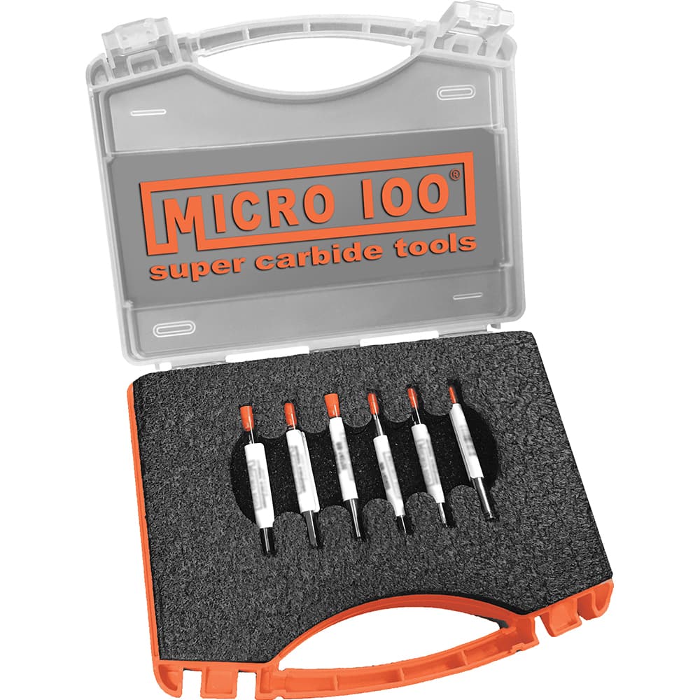 Micro 100 - Boring Bar Sets; Shank Diameter (Inch): 5/16 ; Minimum Bore Diameter - Smallest Bar (Inch): .230 ; Minimum Bore Diameter - Largest Bar (Inch): 0.2900 ; Maximum Bore Depth - Smallest Bar (Inch): .400 ; Maximum Bore Depth - Exact Industrial Supply