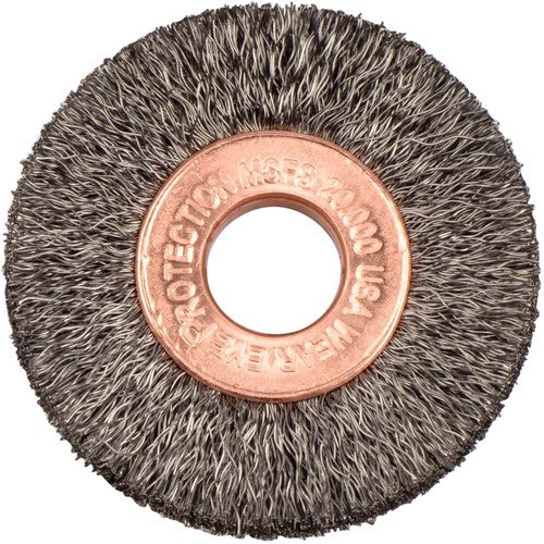 1-1/2″ Small Diameter Crimped Wire Wheel, .006″ Steel Fill, 3/8″ Arbor Hole - Caliber Tooling