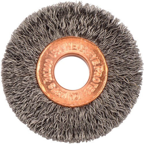 1-1/2″ Small Diameter Crimped Wire Wheel, .008″ Steel Fill, 3/8″ Arbor Hole - Caliber Tooling