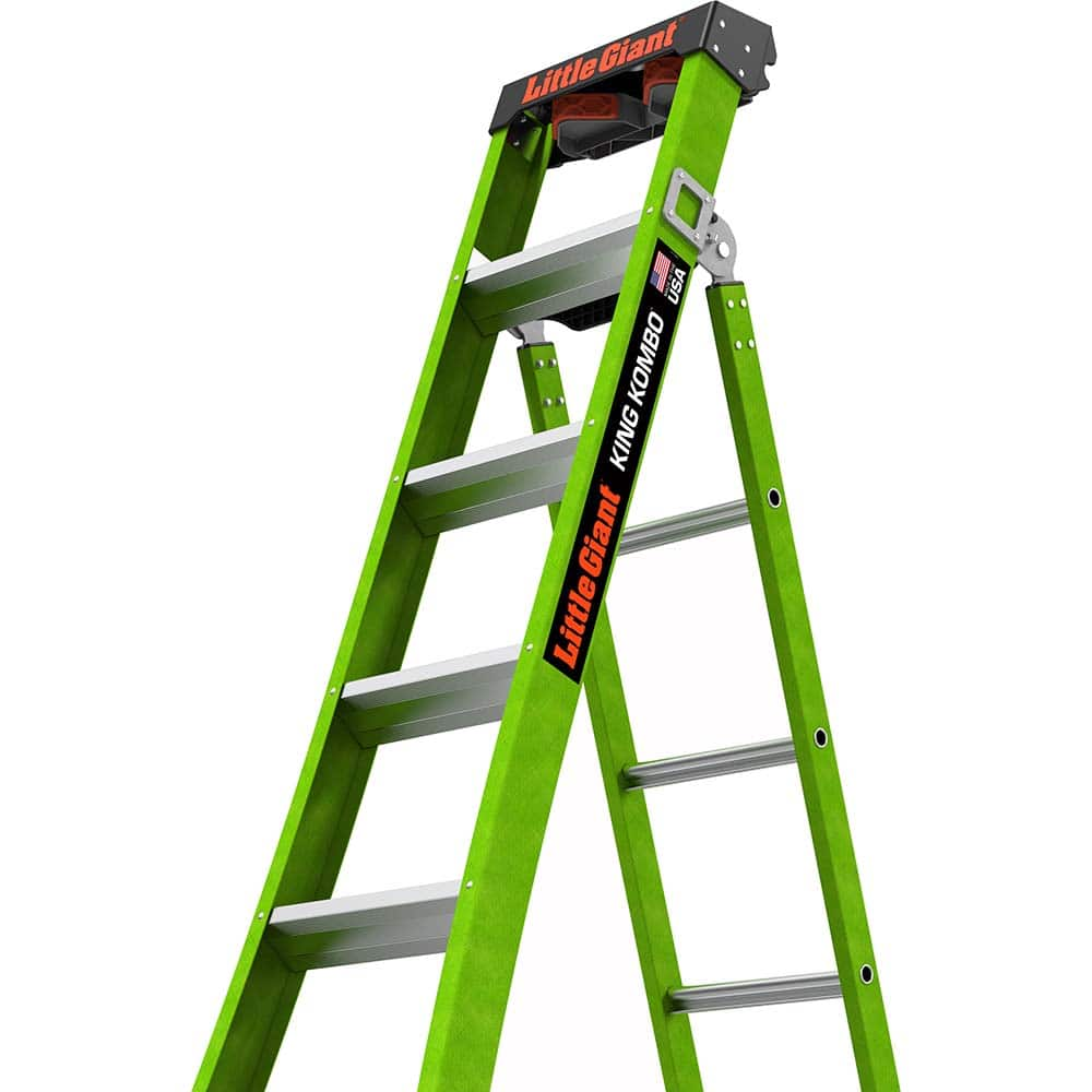 Little Giant Ladder - Step Ladders; Type: Multi-Use Ladder ; Height (Feet): 8 ; Industry Rating: 1AA ; Load Capacity (Lb.): 375.000 ; Material: Fiberglass ; Base Spread: 59 (Inch) - Exact Industrial Supply