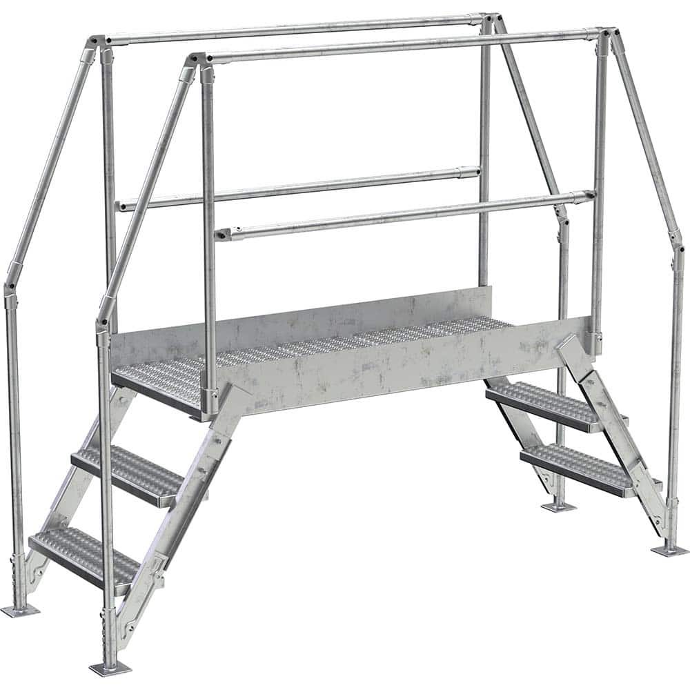 Vestil - Rolling & Wall Mounted Ladders & Platforms; Type: Crossover Bridge ; Style: Crossover ; Number of Steps / Rungs: 3 ; Height (Inch): 73 ; Load Capacity (Lb.): 500.000 ; Base Width (Inch): 29-1/4 - Exact Industrial Supply