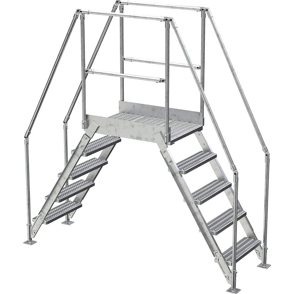 Vestil - Rolling & Wall Mounted Ladders & Platforms; Type: Crossover Bridge ; Style: Crossover ; Number of Steps / Rungs: 5 ; Height (Inch): 92-7/8 ; Load Capacity (Lb.): 500.000 ; Base Width (Inch): 29-1/4 - Exact Industrial Supply