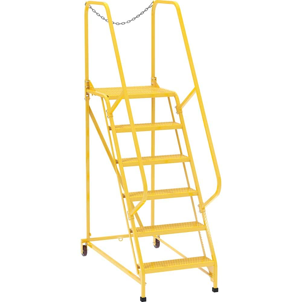 Vestil - Rolling & Wall Mounted Ladders & Platforms; Type: Maintenance Ladder ; Style: Portable Maintenance Ladder ; Number of Steps / Rungs: 6 ; Height (Inch): 90 ; Load Capacity (Lb.): 350.000 ; Base Width (Inch): 29-1/2 - Exact Industrial Supply