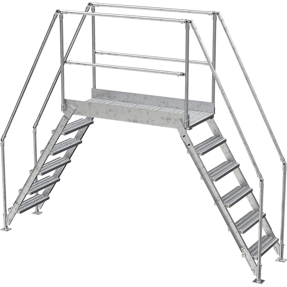 Vestil - Rolling & Wall Mounted Ladders & Platforms; Type: Crossover Bridge ; Style: Crossover ; Number of Steps / Rungs: 6 ; Height (Inch): 103 ; Load Capacity (Lb.): 500.000 ; Base Width (Inch): 29-1/4 - Exact Industrial Supply