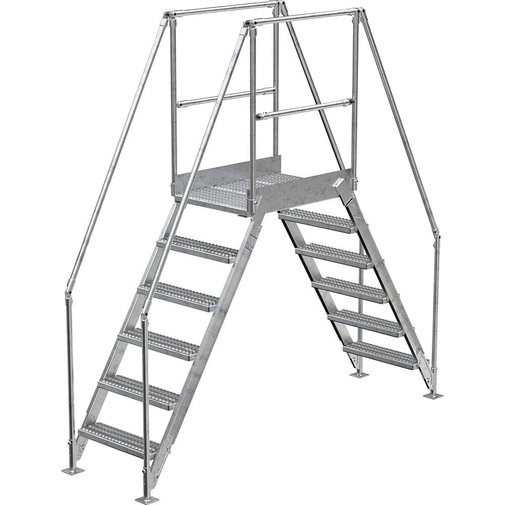 Vestil - Rolling & Wall Mounted Ladders & Platforms; Type: Crossover Bridge ; Style: Crossover ; Number of Steps / Rungs: 6 ; Height (Inch): 102-7/8 ; Load Capacity (Lb.): 500.000 ; Base Width (Inch): 29-1/4 - Exact Industrial Supply