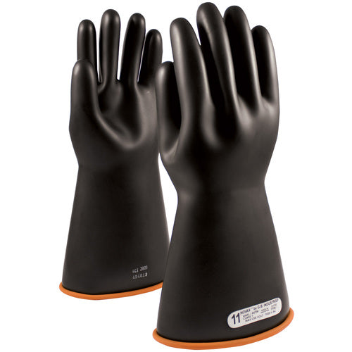 ‎155-1-14/12 - Novax - Natural Rubber Insulating Glove - Class 1 - 14″ - Black/Orange - Straight Cuff - Exact Industrial Supply