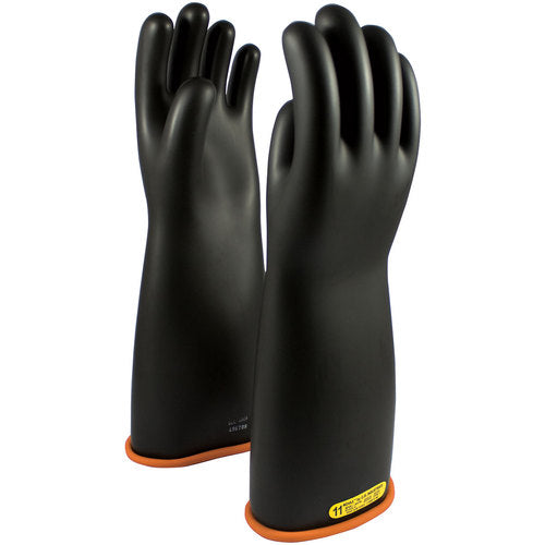 ‎155-2-18/10 - Novax - Natural Rubber Insulating Glove - Class 2 - 18″ - Black/Orange - Straight Cuff - Exact Industrial Supply