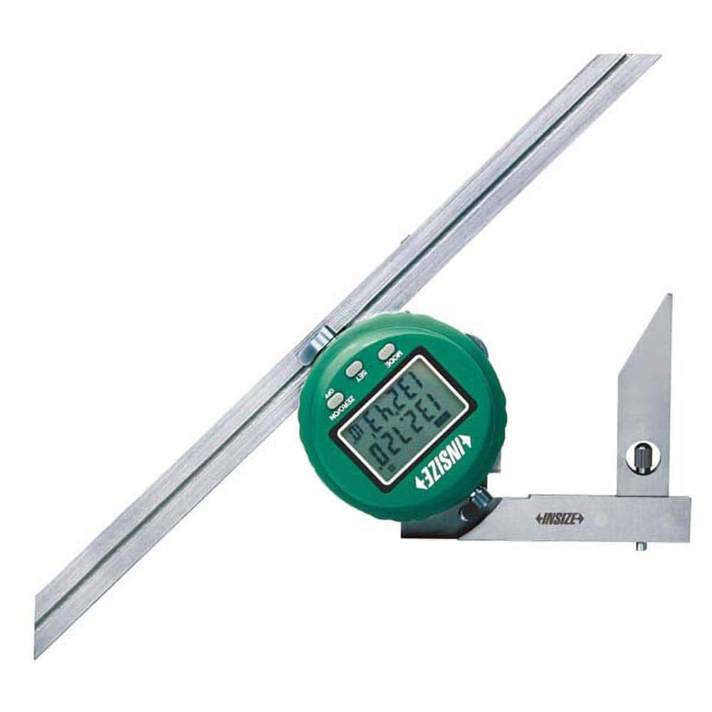 Insize USA LLC - Digital & Dial Protractors; Style: Protractor ; Measuring Range (Degrees): 360.00 ; Magnetic Base: No ; Battery Type: CR2032 ; Resolution (Degrees): 0.005 ; Resolution (sec.): 10.00 - Exact Industrial Supply