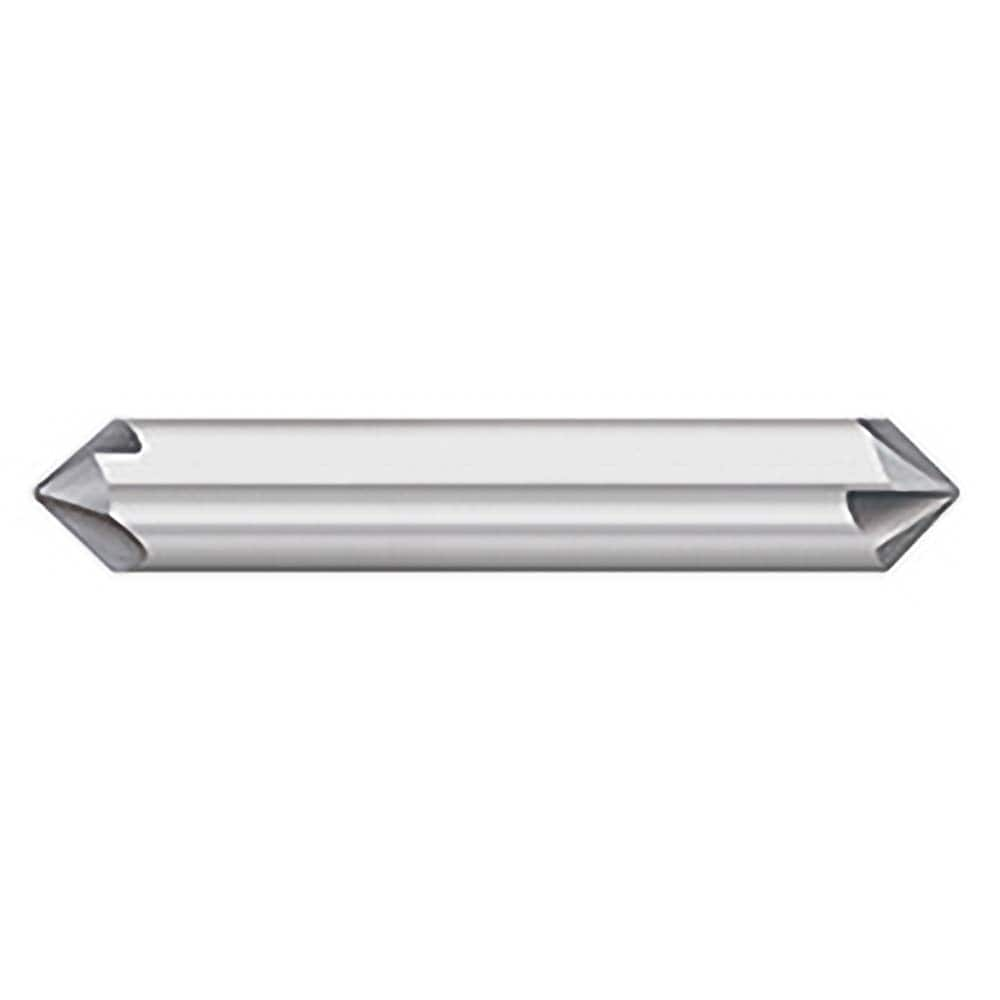 Titan USA - Chamfer Mills; Cutter Head Diameter (Inch): 1/8 ; Included Angle B: 60 ; Included Angle A: 60 ; Chamfer Mill Material: Solid Carbide ; Chamfer Mill Finish/Coating: Uncoated ; Overall Length (Inch): 2 - Exact Industrial Supply