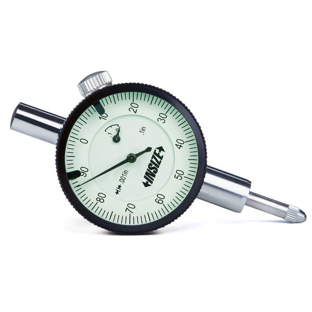 Insize USA LLC - Dial Drop Indicators; Maximum Measurement (Inch): 1/4 ; Dial Graduation (Decimal Inch): 0.001000 ; Dial Reading: 0-100 ; Dial Diameter (Inch): 1-37/64 ; Accuracy (Decimal Inch): +/-.001 ; Dial Color: White - Exact Industrial Supply