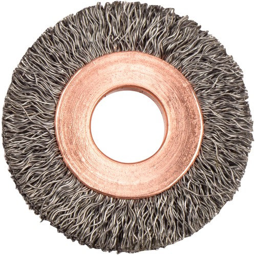 1-1/4″ Small Diameter Crimped Wire Wheel, .008″ Steel Fill, 3/8″ Arbor Hole - Caliber Tooling