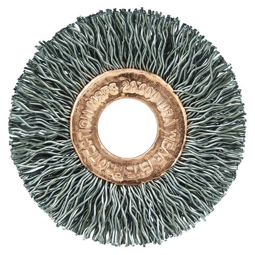 1-1/2″ Small Diameter Crimped Wire Wheel, .008″ Steel Fill, 1/2″ Arbor Hole - Caliber Tooling