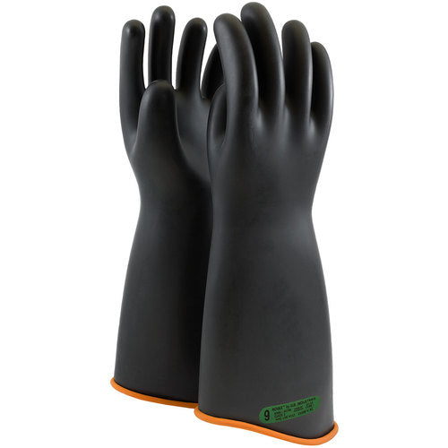 ‎158-3-18/9 - Novax - Natural Rubber Insulating Glove - Class 3 - 18″ - Black/Orange - Contour Cuff - Exact Industrial Supply