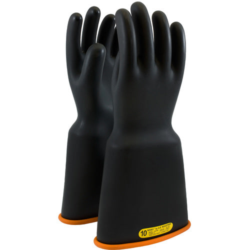 ‎159-2-16/10 - Novax - Natural Rubber Insulating Glove - Class 2 - 16″ - Black/Orange - Bell Cuff - Exact Industrial Supply