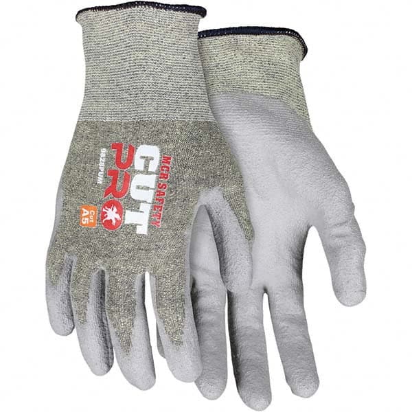 MCR Safety - Size M, ANSI Cut Lvl A5, Puncture Lvl 2, Abrasion Lvl 3, Polyurethane Coated Cut Resistant Gloves - Caliber Tooling