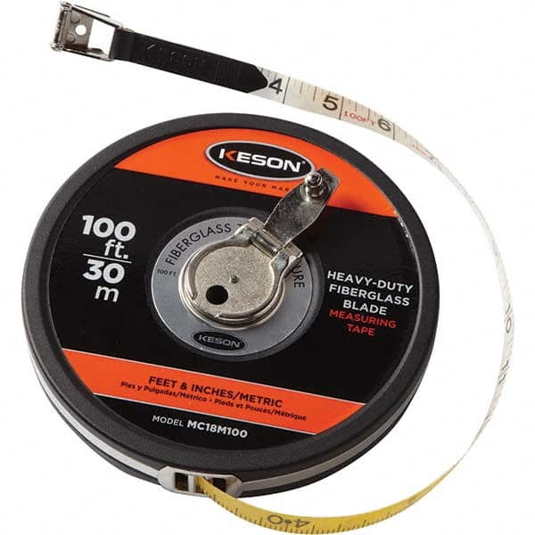 Keson - 100' x 1/2" White Blade Tape Measure - Caliber Tooling