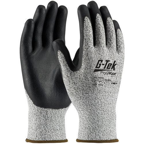 ‎16-334/XXL Coated Gloves w/Polykor - G-Tek PolyKor - S&P 13G Blend Shell - Black Nitrile Foam Coating - A2 - Exact Industrial Supply