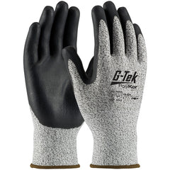 ‎16-334/XS Coated Gloves w/Polykor - G-Tek PolyKor - S&P 13G Blend Shell - Black Nitrile Foam Coating - A2 - Exact Industrial Supply