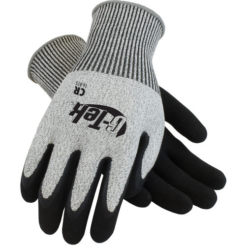 ‎16-815/L Coated Gloves w/Polykor - G-Tek PolyKor - S&P 13G Shell - DD Black Latex MicroSurface Grip - A3 - Exact Industrial Supply