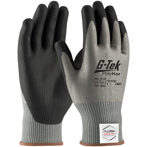 16-X320/XXL Coated Gloves w/Polykor - G-Tek PolyKor Xrystal - S&P Blended 13 Gauge - Nitrile Foam - ANSI A4 - Exact Industrial Supply