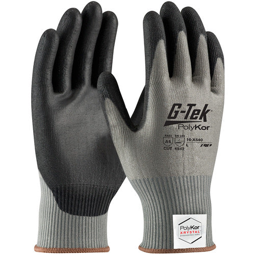 16-X540/XL Coated Gloves w/Polykor - G-Tek PolyKor Xrystal - S&P Blended 13 Gauge - Polyurethane Grip - A4