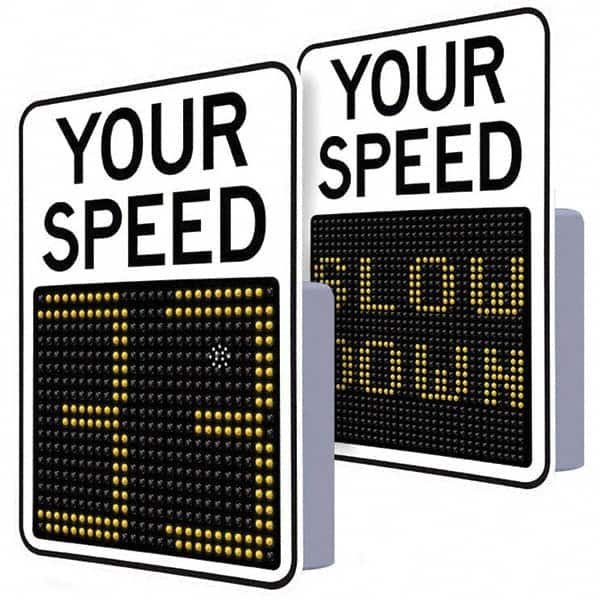 Speed Limit Sign: Rectangle, ″Your Speed″ Aluminum & Polycarbonate, Post Mount, 23″ High