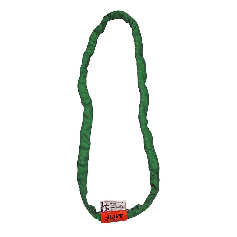 Endless Sling: 12' Long, 5,300 lb Vertical, 4,240 lb Choker, 10,600 lb Basket, Polyester Green