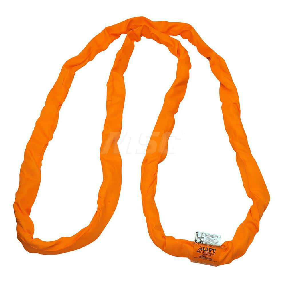 Round Sling: 20' Long, 31,000 lb Vertical, 24,800 lb Choker, 62,000 lb Basket, Polyester Orange