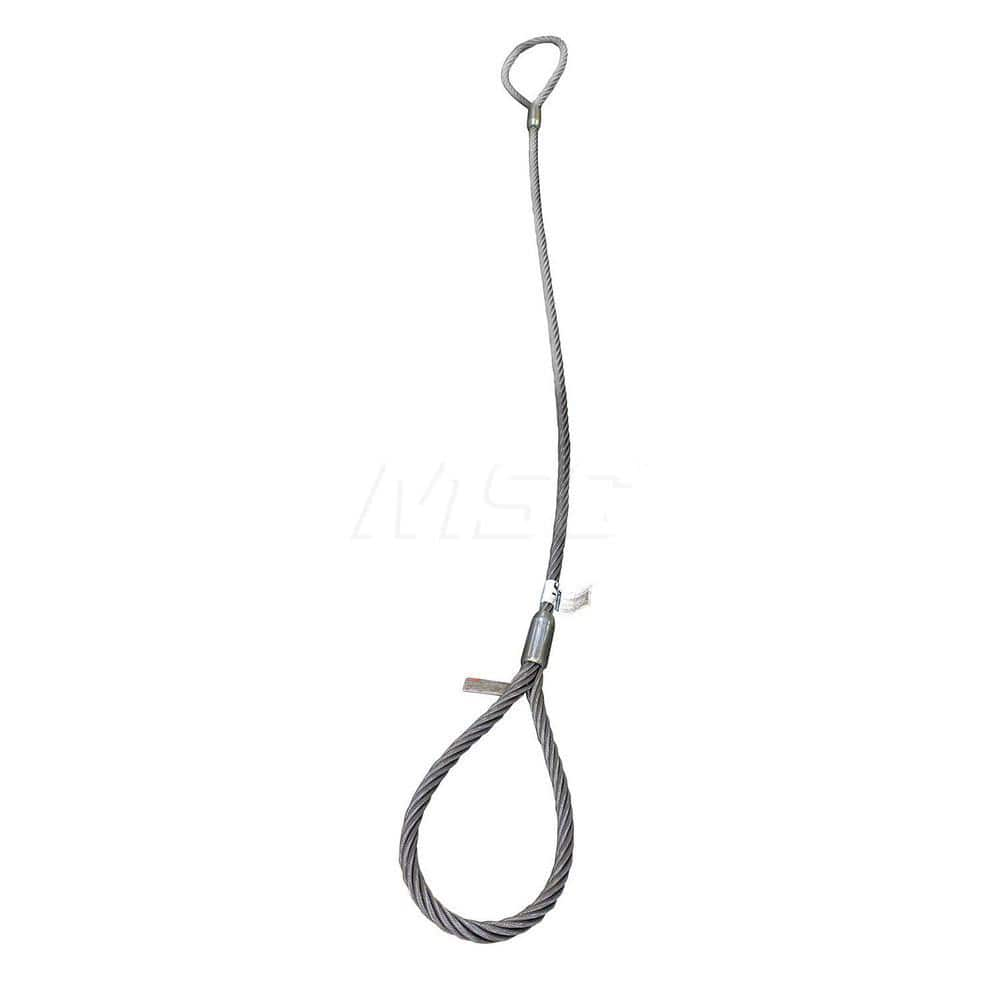 Eye & Eye Sling: 6' Long, 1.4 Ton Vertical Standard Eye, Silver