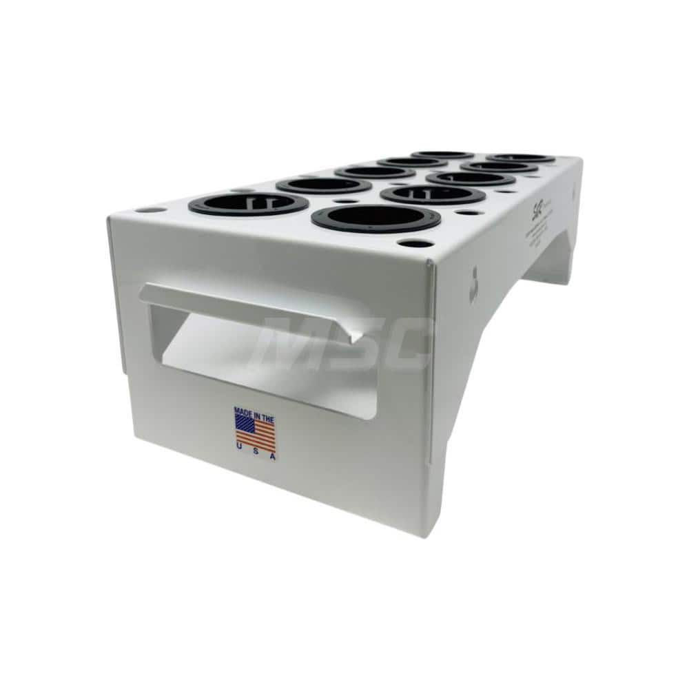 CNC Storage Racks; Rack Type: Benchtop; Tool Type: CNC Tool Holder; Load Capacity: 26; Overall Height: 5 in; Color: White; Width (Inch): 7; Number of Blocks: 40; Minimum Order Quantity: Steel; Depth (Inch): 17 in; Mat: Powder Coated; Steel; Width (Decimal