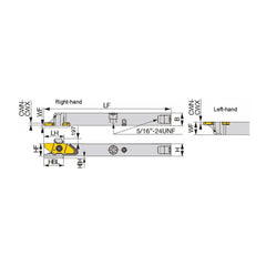 Indexable Cutoff Toolholder: 0.4134″ Max Depth of Cut, 0.7874″ Max Workpiece Dia, 0.0236″ Min Insert Width, Left Hand 0.5″ Shank Height, 0.5″ Shank Width, Uses 06, 12, 16 & 20 Inserts, Series JSXX