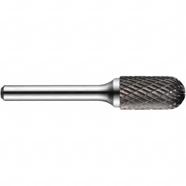 Precision Twist Drill - 5/16" Cut Diam, 1/4" Shank Diam, Carbide Double Cut Cylinder Ball End Burr - Caliber Tooling