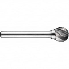 Precision Twist Drill - 1/4" Cut Diam, 1/4" Shank Diam, Carbide Aluma Cut Ball Burr - Caliber Tooling