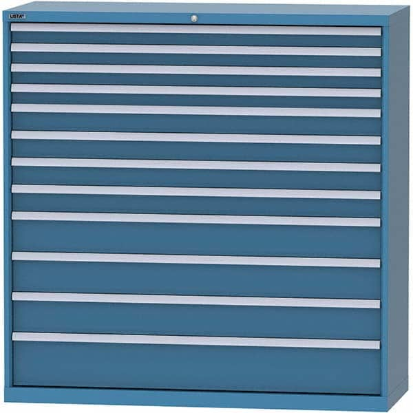 LISTA - 12 Drawer, 84 Compartment Bright Blue Steel Modular Storage Cabinet - Caliber Tooling