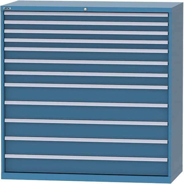 LISTA - 12 Drawer, 84 Compartment Bright Blue Steel Modular Storage Cabinet - Caliber Tooling