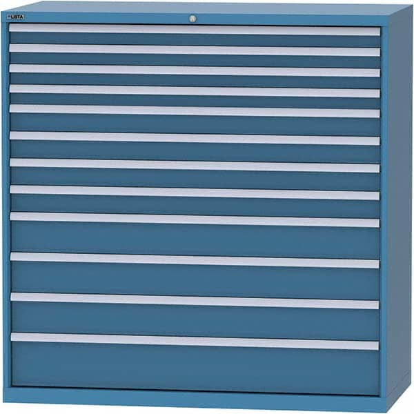 LISTA - 12 Drawer, 84 Compartment Bright Blue Steel Modular Storage Cabinet - Caliber Tooling