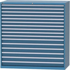 LISTA - 16 Drawer, 84 Compartment Bright Blue Steel Modular Storage Cabinet - Caliber Tooling