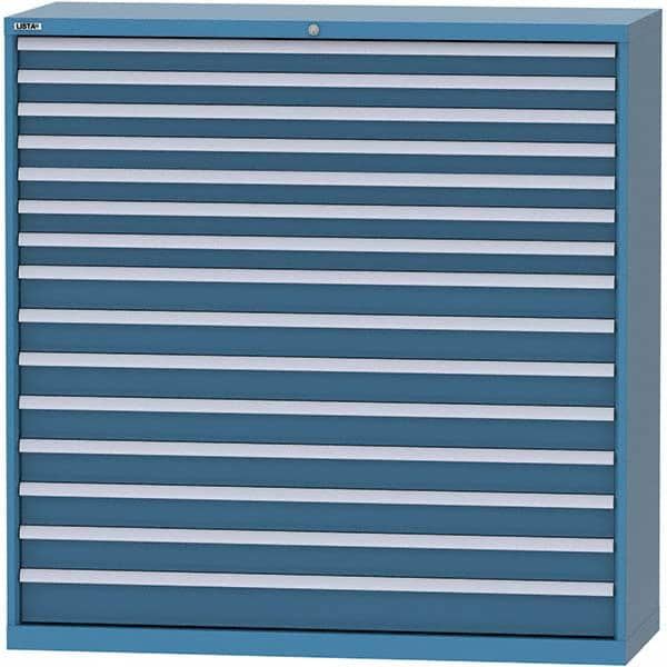 LISTA - 15 Drawer, 84 Compartment Bright Blue Steel Modular Storage Cabinet - Caliber Tooling