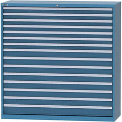 LISTA - 15 Drawer, 84 Compartment Bright Blue Steel Modular Storage Cabinet - Caliber Tooling