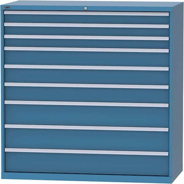 LISTA - 9 Drawer, 84 Compartment Bright Blue Steel Modular Storage Cabinet - Caliber Tooling