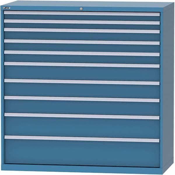 LISTA - 10 Drawer, 84 Compartment Bright Blue Steel Modular Storage Cabinet - Caliber Tooling