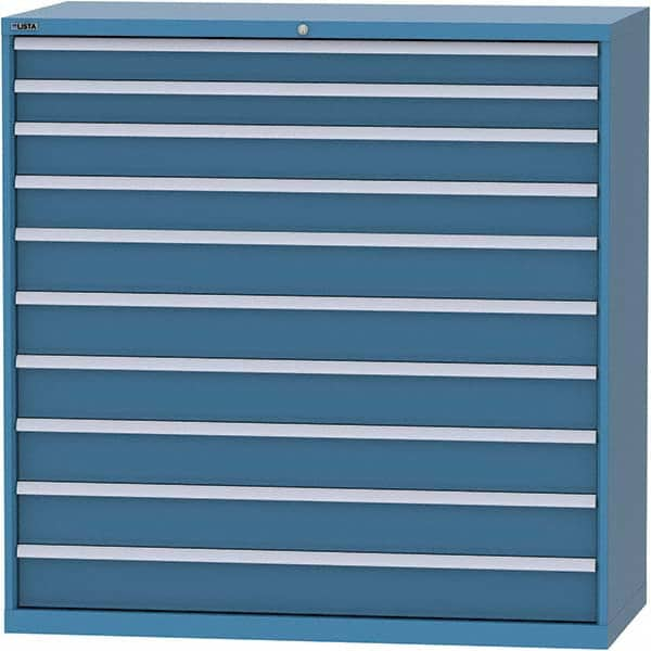 LISTA - 10 Drawer, 84 Compartment Bright Blue Steel Modular Storage Cabinet - Caliber Tooling