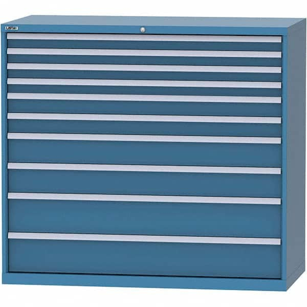 LISTA - 10 Drawer, 84 Compartment Bright Blue Steel Modular Storage Cabinet - Caliber Tooling