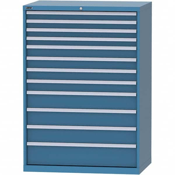 LISTA - 12 Drawer, 99 Compartment Bright Blue Steel Modular Storage Cabinet - Caliber Tooling