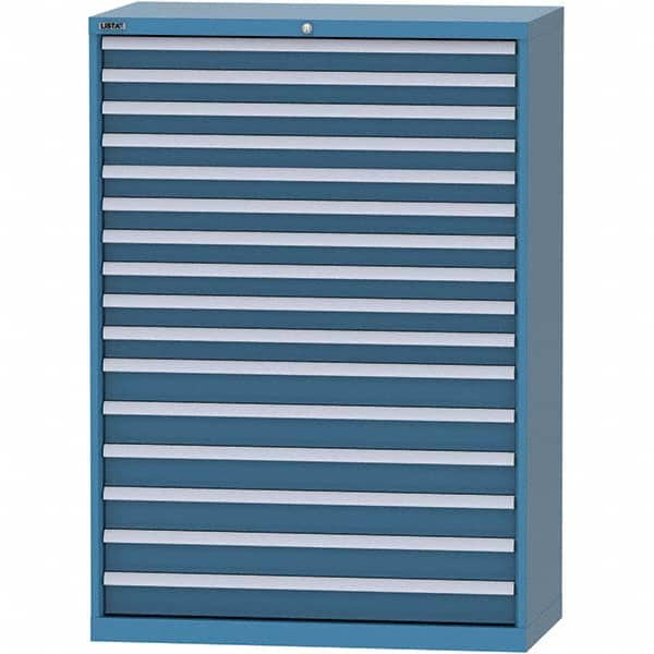 LISTA - 16 Drawer, 84 Compartment Bright Blue Steel Modular Storage Cabinet - Caliber Tooling