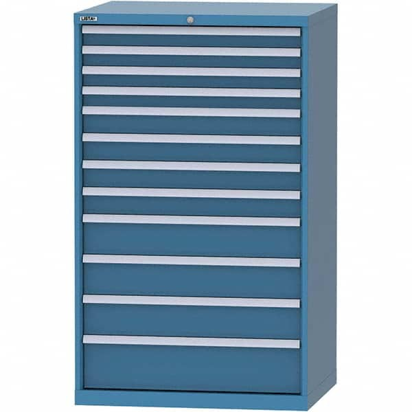 LISTA - 12 Drawer, 84 Compartment Bright Blue Steel Modular Storage Cabinet - Caliber Tooling