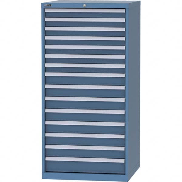 LISTA - 15 Drawer, 124 Compartment Bright Blue Steel Modular Storage Cabinet - Caliber Tooling